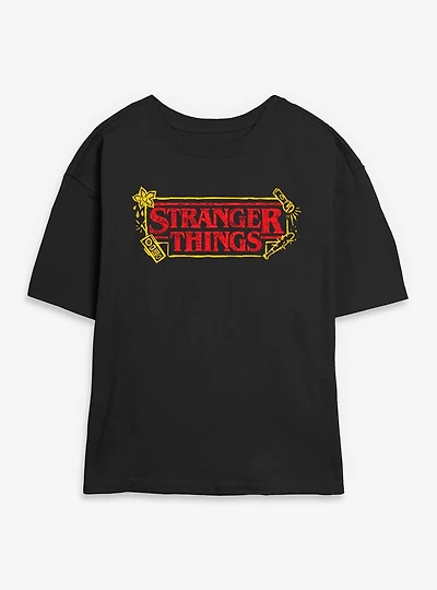Stranger Things Sketch Logo Womens Skimmer T-Shirt