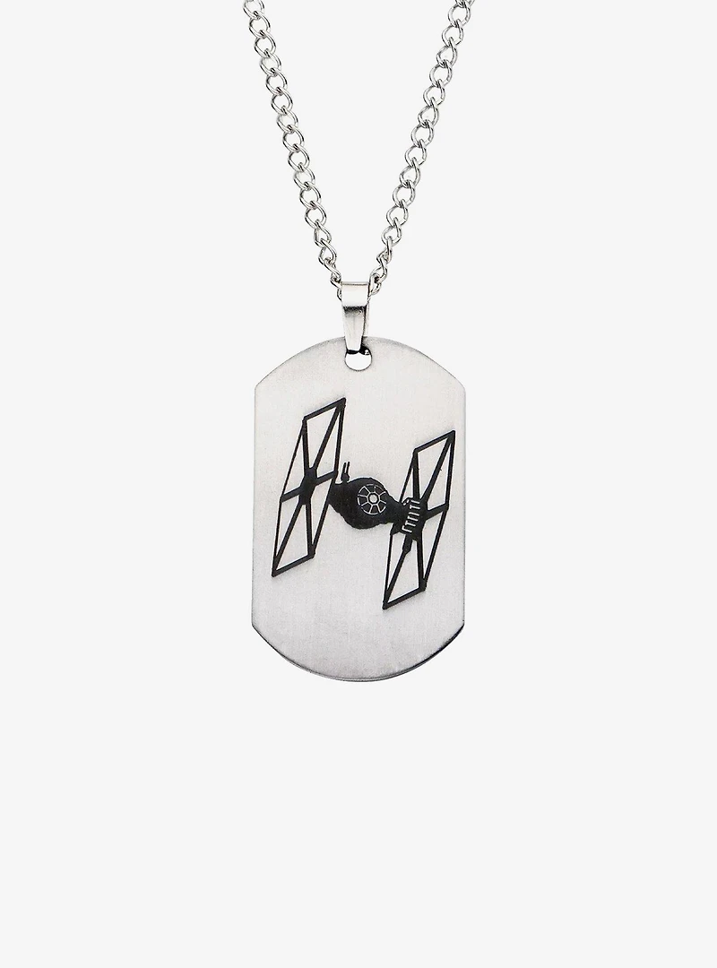 Star Wars Episode 7 Tie Fighter Laser Etched Dog Tag Pendant Necklace