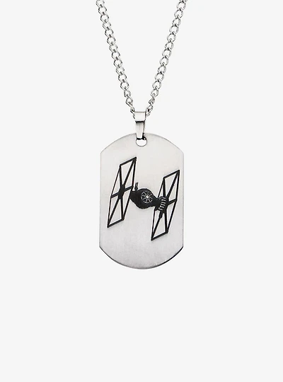 Star Wars Episode 7 Tie Fighter Laser Etched Dog Tag Pendant Necklace