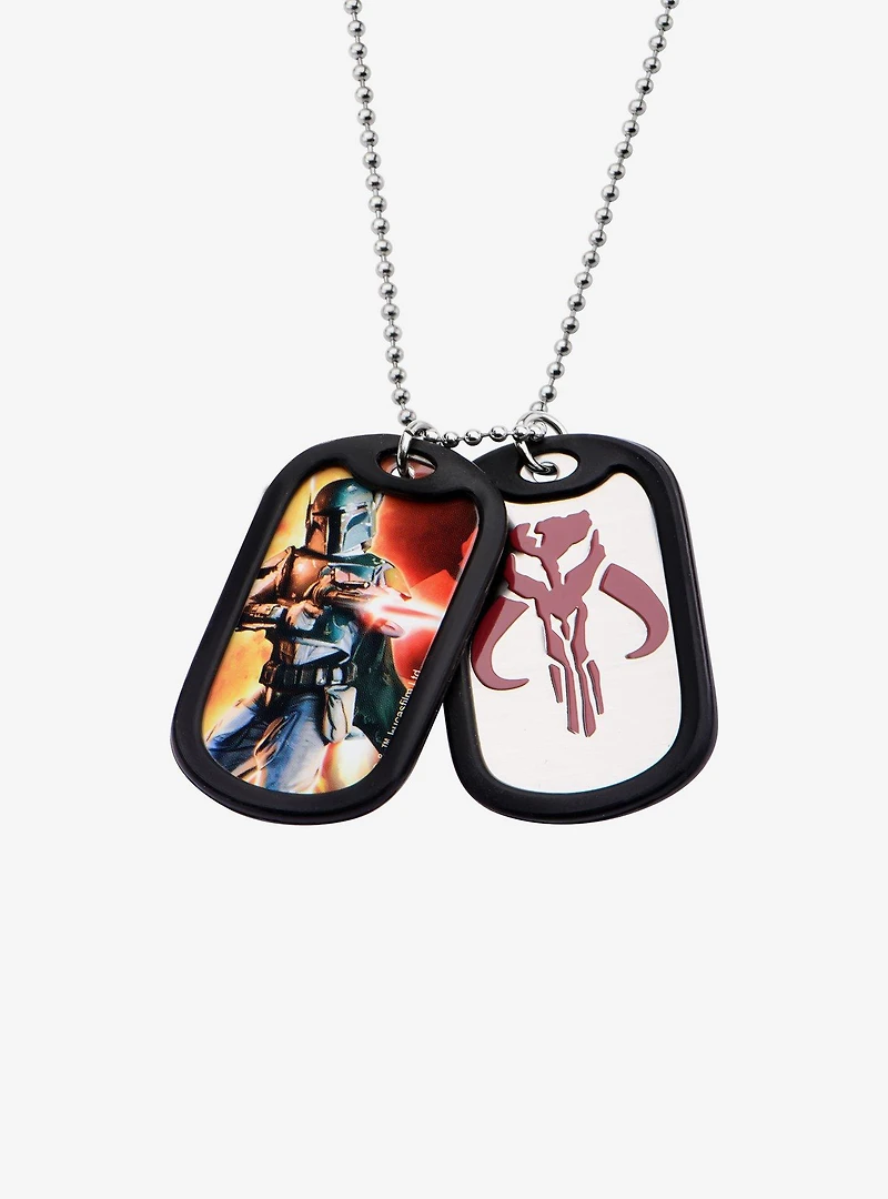Star Wars Boba Fett Rubber Silencer Double Dog Tag Pendant Necklace