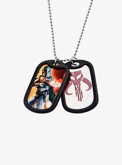 Star Wars Boba Fett Rubber Silencer Double Dog Tag Pendant Necklace