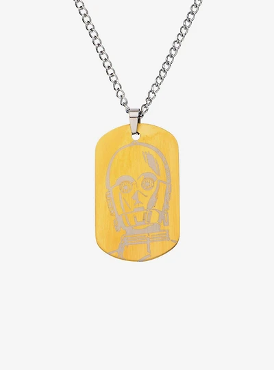 Star Wars C-3PO Dog Tag Pendant Necklace