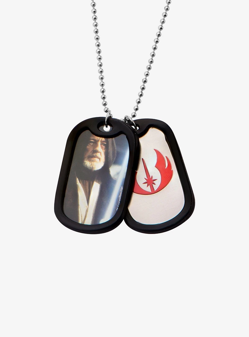 Star Wars Obi-Wan Kenobi and Jedi Rubber Silencer Double Dog Tag Pendant Necklace
