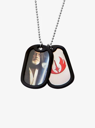Star Wars Obi-Wan Kenobi and Jedi Rubber Silencer Double Dog Tag Pendant Necklace