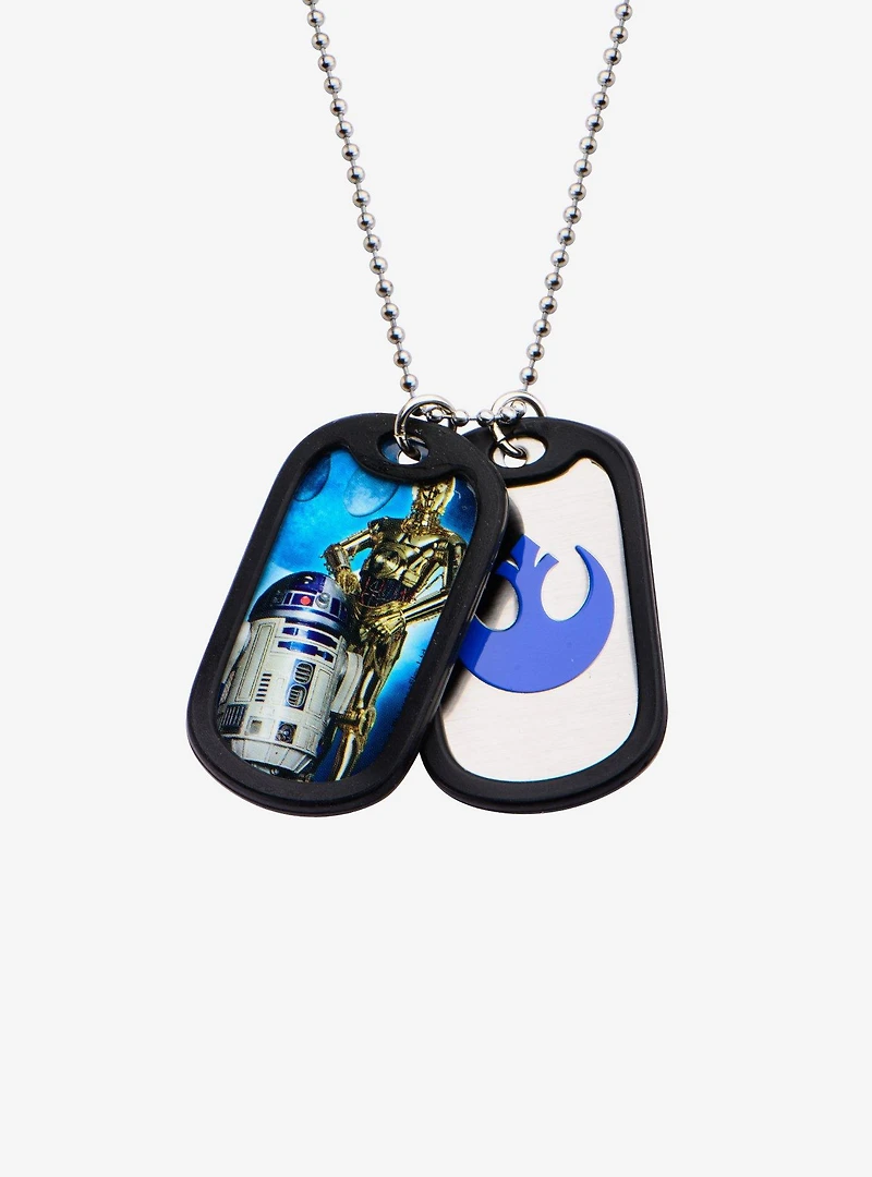 Star Wars R2-D2 and C-3PO Rubber Silencer Double Dog Tag Pendant Necklace