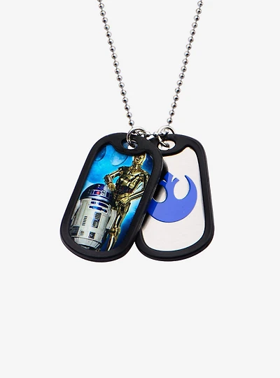 Star Wars R2-D2 and C-3PO Rubber Silencer Double Dog Tag Pendant Necklace