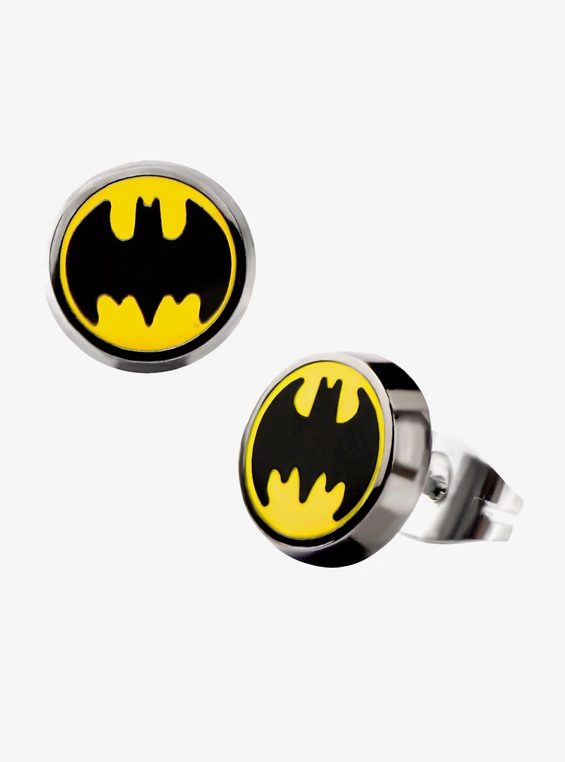 DC Comcis Batman Logo Enamel Stud Earrings