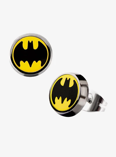 DC Comcis Batman Logo Enamel Stud Earrings
