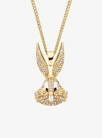 Looney Tunes Bugs Bunny Crystal Gold Plated Bling Pendant Necklace