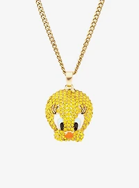 Looney Tunes Tweety Bird Gold Plated Bling Pendant Necklace