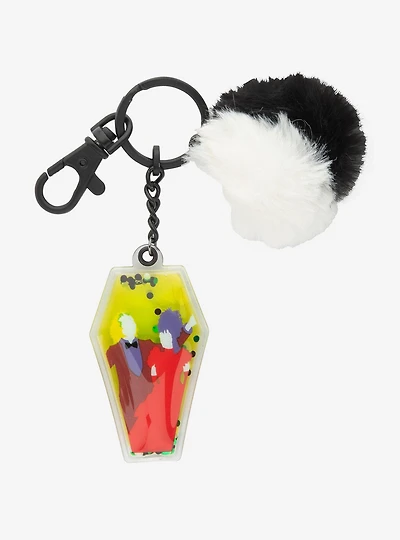 Beetlejuice Squish Glitter Pompom Key Chain