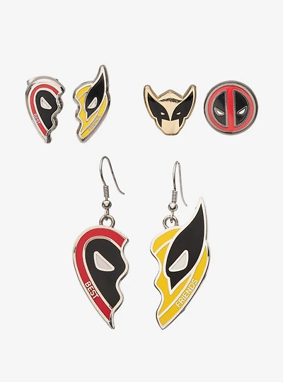 Marvel Deadpool and Wolverine Best Friends Mismatch Earrings