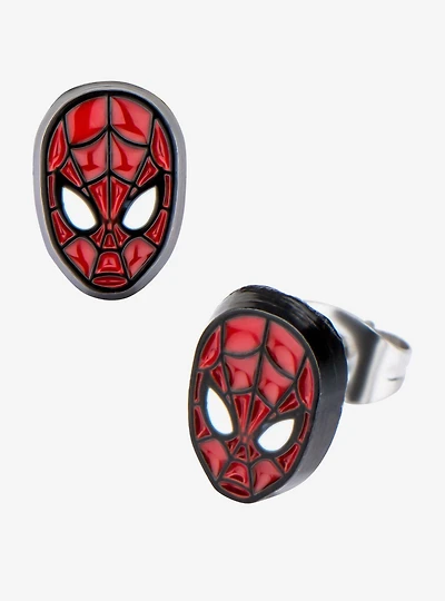 Marvel Spider-Man Face Front Stud Earrings