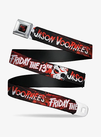 Friday the 13th Jason Voorhies Mask Text Seatbelt Buckle Belt