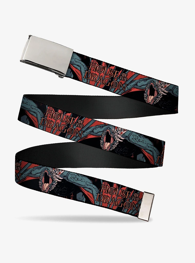 Game of Thrones Drogon Roar and Logo Clamp Buckle Belt