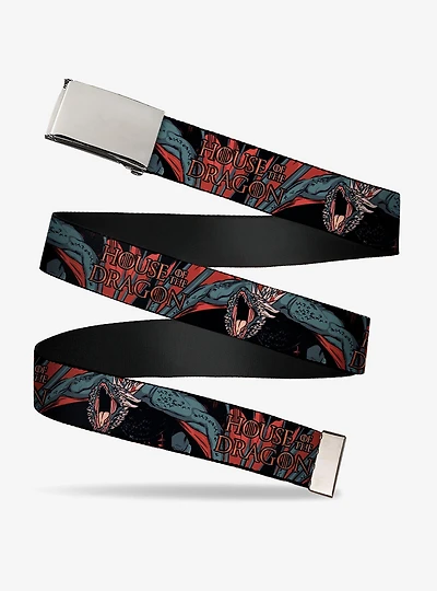 Game of Thrones Drogon Roar and Logo Clamp Buckle Belt