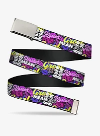 Mean Girls Catch Phrases Collage Black Multi Clamp Buckle Belt