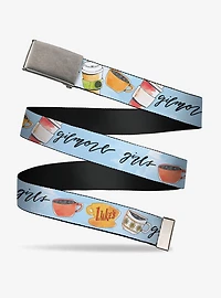 Gilmore Girls Luke's Coffee Shop Icons and Script Clamp Buckle Belt