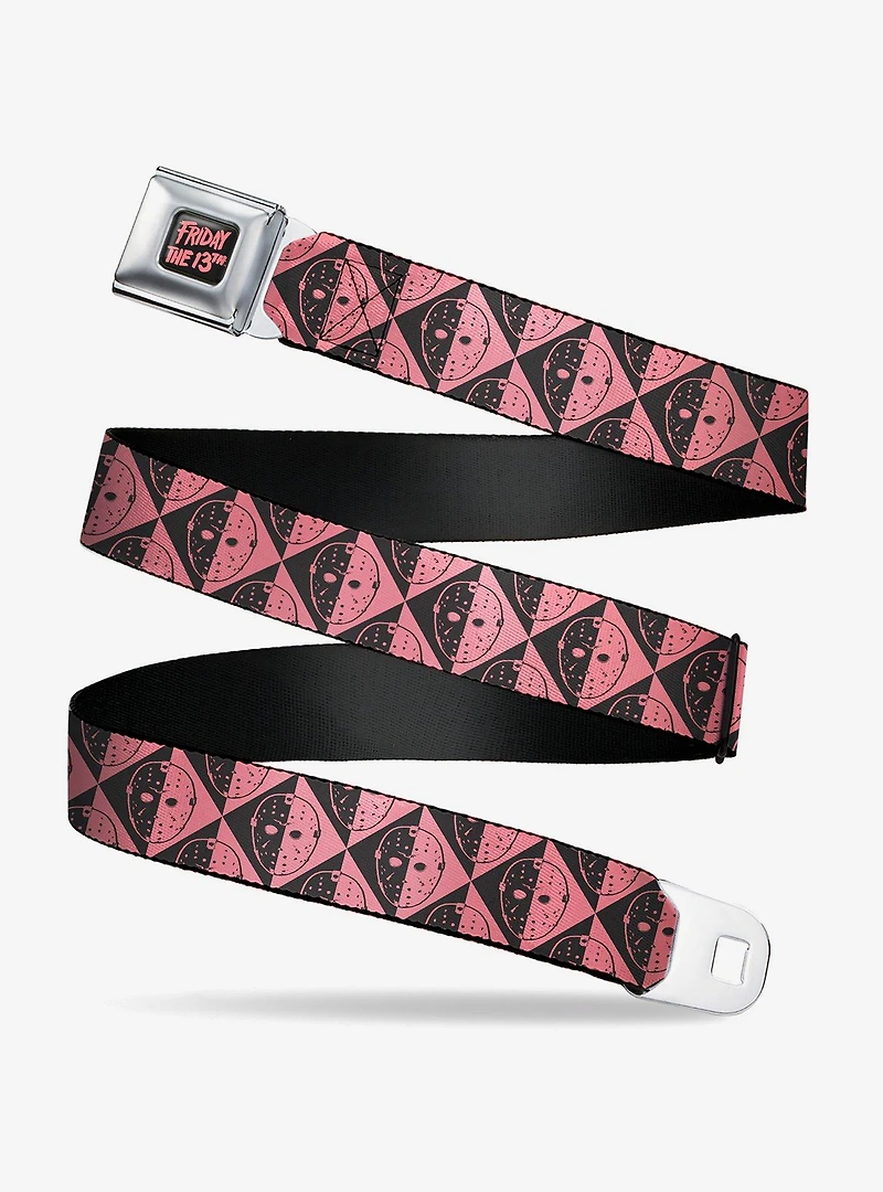 Friday the 13th Jason Mask Diamond Split Seatbelt Buckle Belt