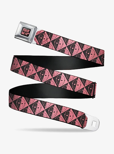 Friday the 13th Jason Mask Diamond Split Seatbelt Buckle Belt