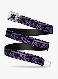 Annabelle Face and Eyeballs Squiggle Black Purple Seatbelt Buckle Belt