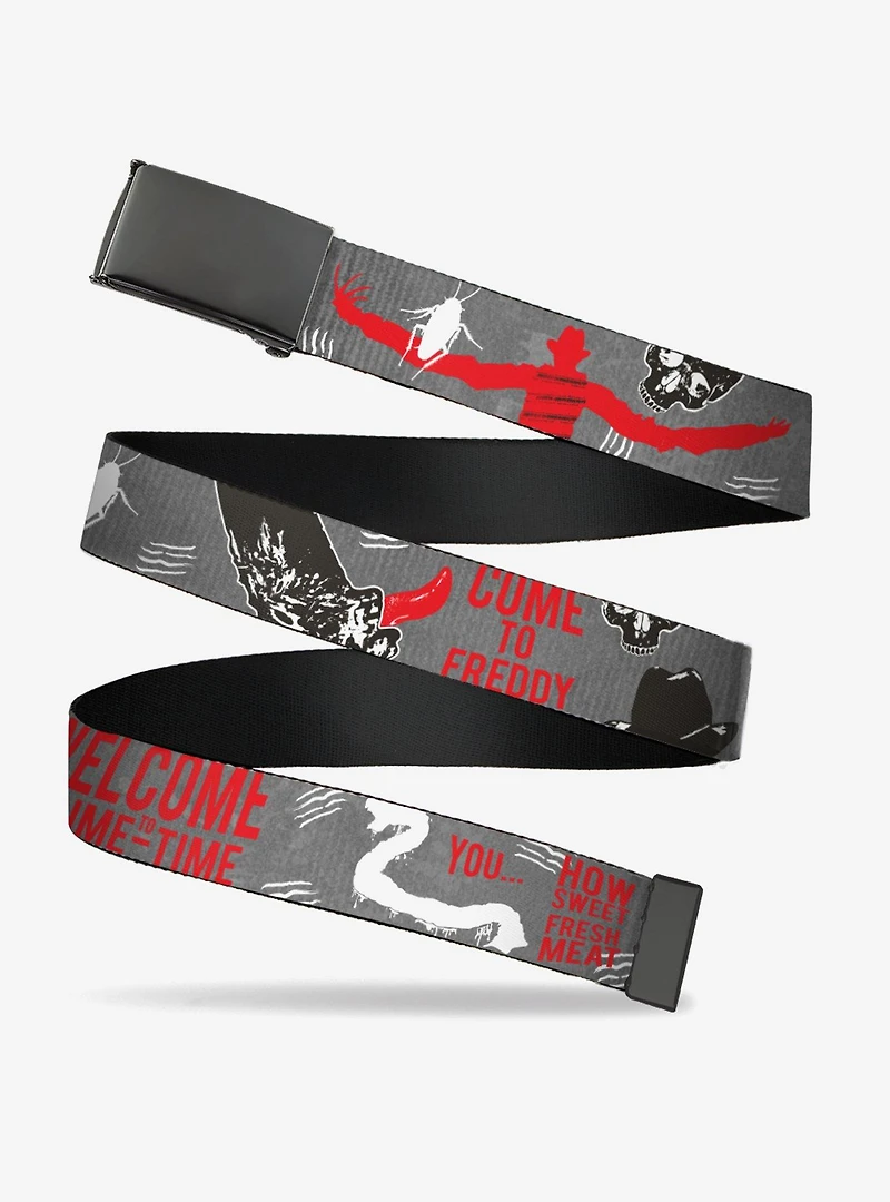 A Nightmare On Elm Street Freddy Icons Quotes Clamp Buckle Belt