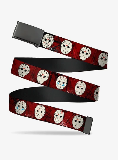 Friday the 13th Hockey Mask Icons Clamp Buckle Belt