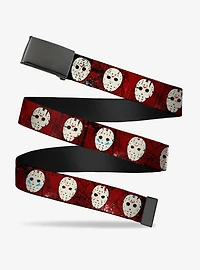Friday the 13th Hockey Mask Icons Clamp Buckle Belt