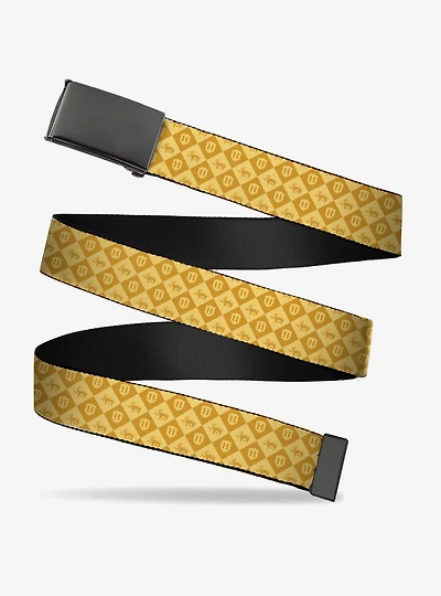 Harry Potter Hufflepuff Icons Checker Yellows Clamp Buckle Belt