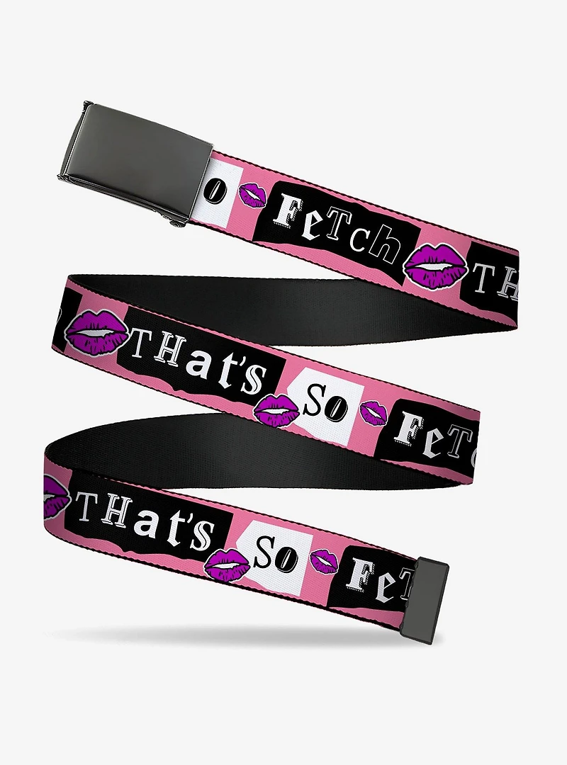Mean Girls That's So Fetch Collage Pink Clamp Buckle Belt