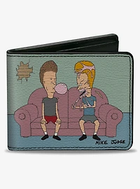 MTV Beavis and Butt Head Living Room Bubble Gum Scene and Logo Bifold Wallet