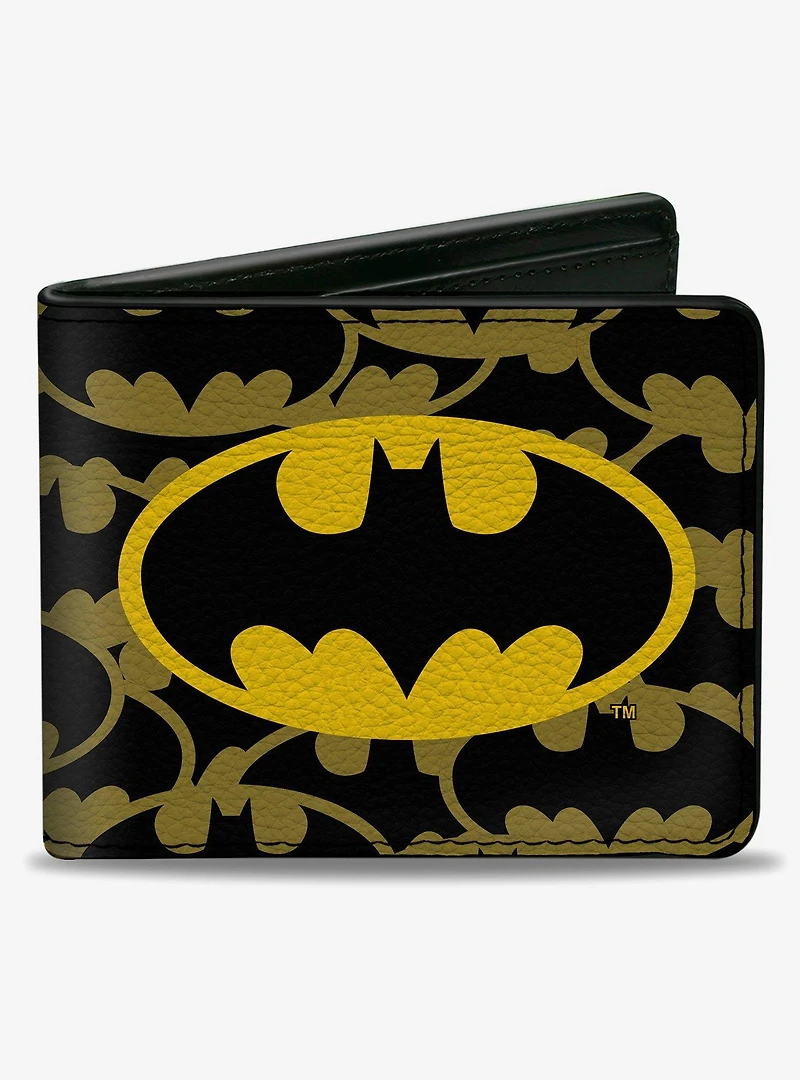 DC Comics Batman Logo Centered Stacked Logos Bifold Wallet
