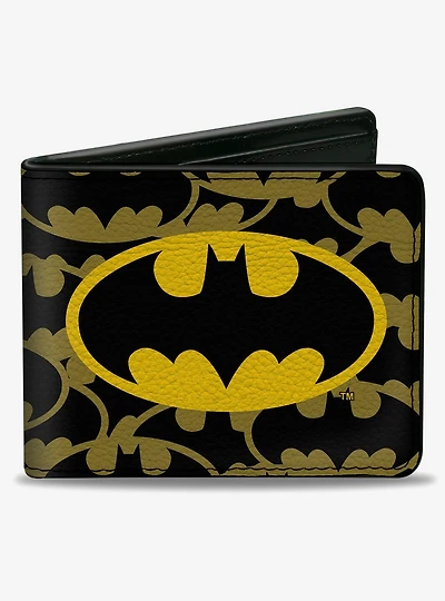 DC Comics Batman Logo Centered Stacked Logos Bifold Wallet