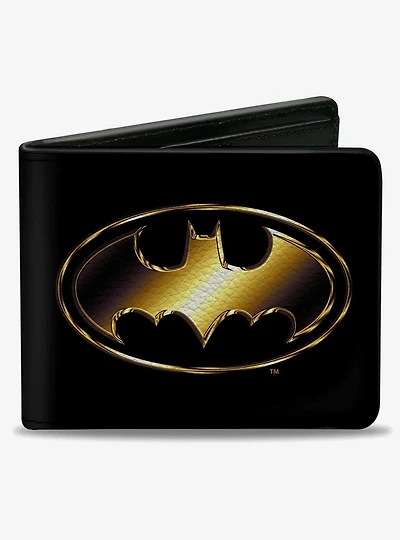 DC Comics Justice League Batman Bat Signal Logo Gold Bifold Wallet