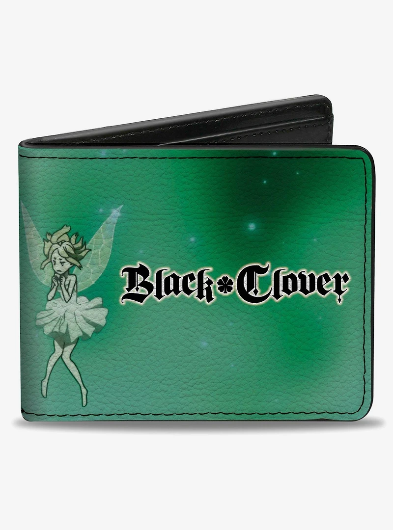 Black Clover Yuno Grinberryall and Sylph Pose with Logo Green Bifold Wallet