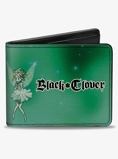 Black Clover Yuno Grinberryall and Sylph Pose with Logo Green Bifold Wallet