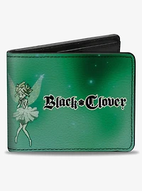 Black Clover Yuno Grinberryall and Sylph Pose with Logo Green Bifold Wallet