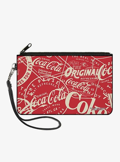 Coca-Cola Vintage Coke Icons and Ad Logos Zip Clutch Wallet