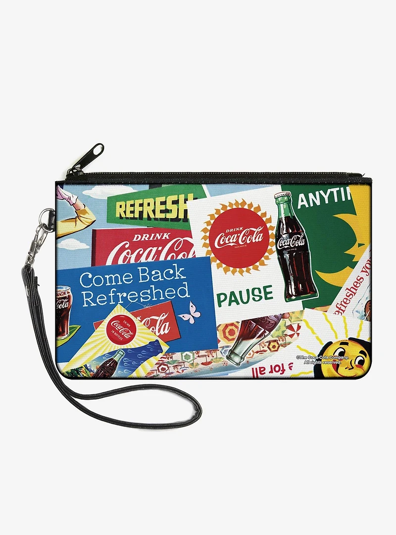 Coca-Cola Vintage Come Back Refreshed Ads And Icons Collage Zip Clutch Wallet