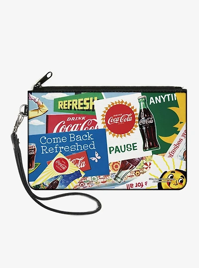 Coca-Cola Vintage Come Back Refreshed Ads And Icons Collage Zip Clutch Wallet