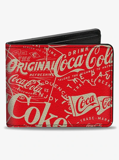 Coca-Cola Vintage Coca Cola Coke Icons and Ad Logos Bifold Wallet