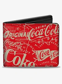 Coca-Cola Vintage Coca Cola Coke Icons and Ad Logos Bifold Wallet