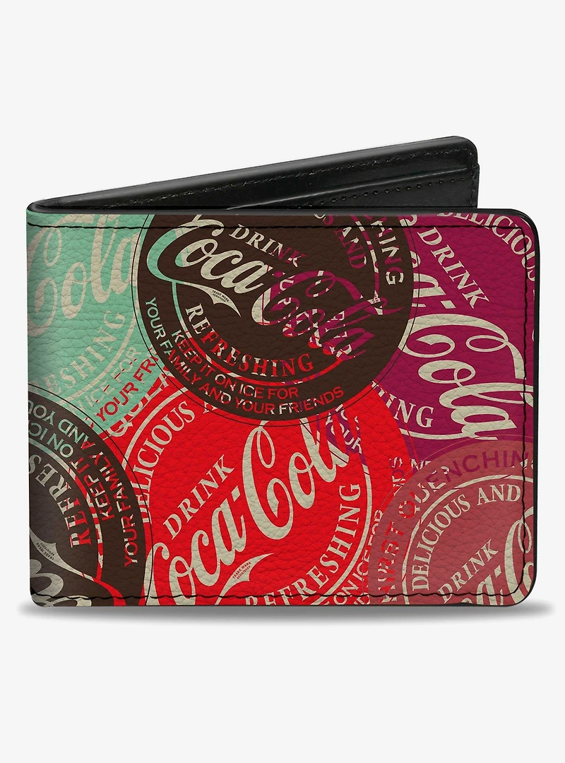 Coca-Cola Drink Coca Cola Coke Patches Stacked Bifold Wallet