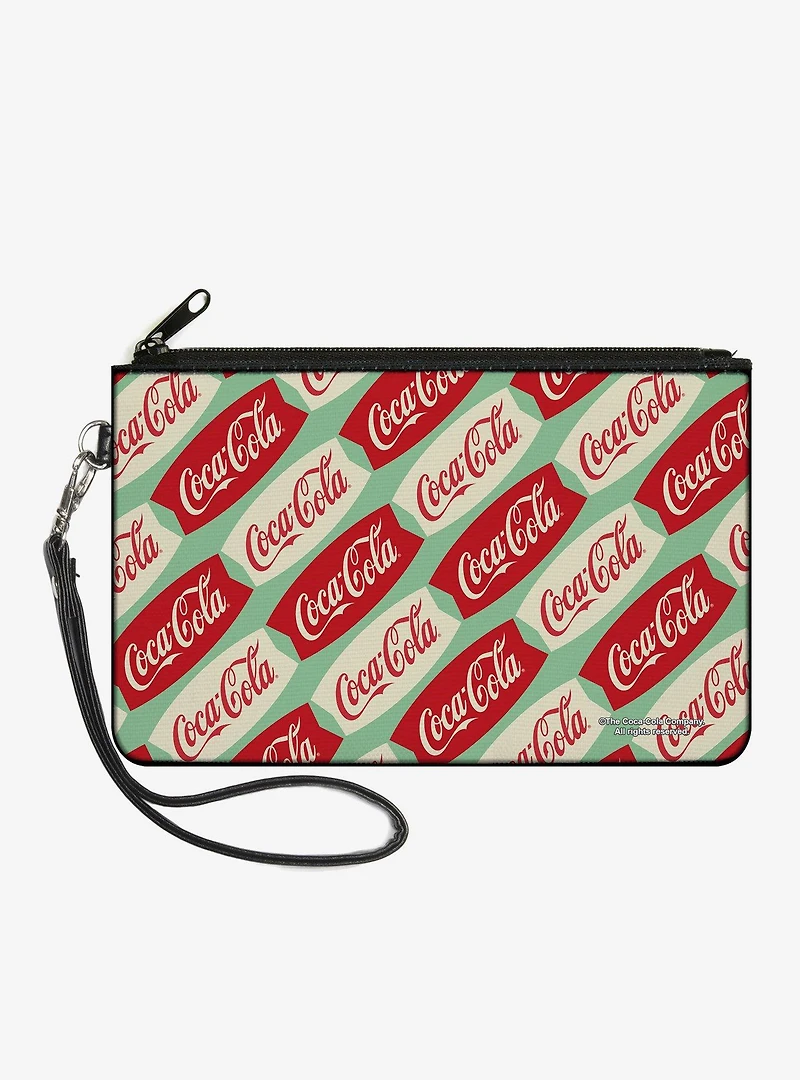 Coca-Cola Script Marquee Logo Green Zip Clutch Wallet
