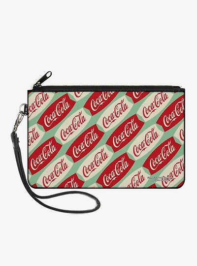 Coca-Cola Script Marquee Logo Green Zip Clutch Wallet