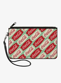 Coca-Cola Script Marquee Logo Green Zip Clutch Wallet