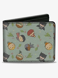 DC Comics Justice League Chibi Holiday Christmas Superhero Poses Holly Bifold Wallet