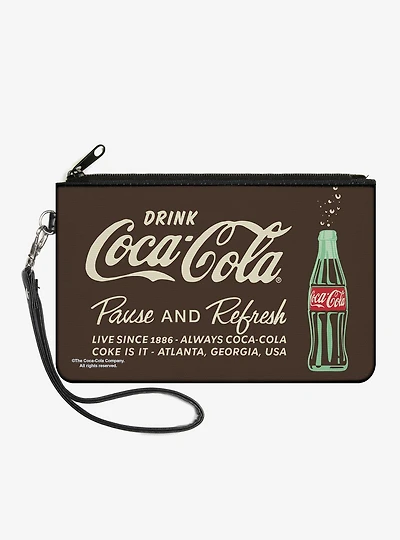 Coca-Cola Drink Coca Cola Pause and Refresh Bottle Zip Clutch Wallet