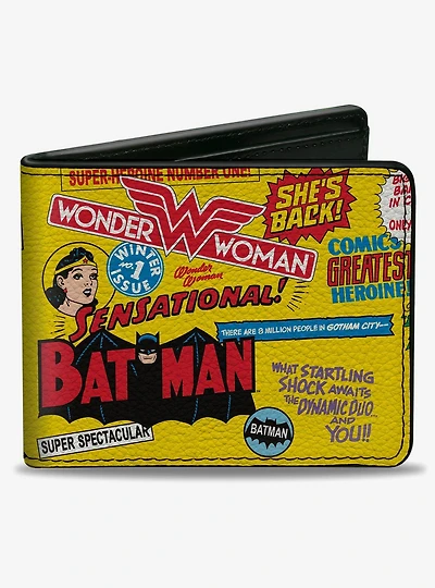 DC Comics Justice League Vintage Superhero Anniversary Collage Bifold Wallet