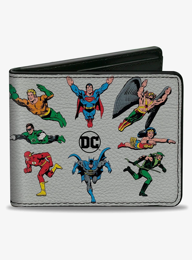 DC Comics Dc Justice League Retro Superhero Group Pose Bifold Wallet